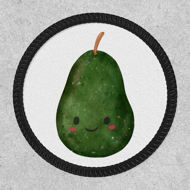 Kawaii Watercolor Green Avocado Patch (Front)