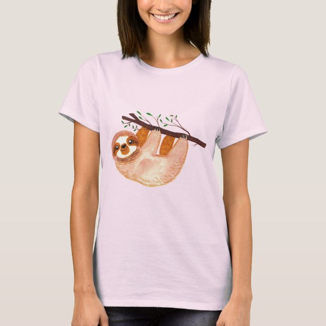 Kawaii Watercolor Sloth Tye dye T-shirt (Front)