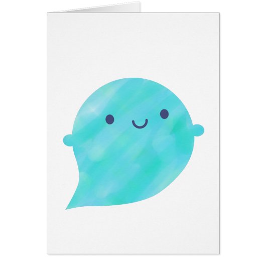 Kawaii Watercolour Ghost (Ocean) Cards (Front)