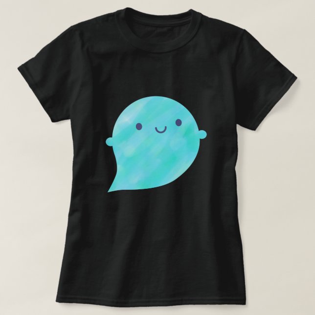 Kawaii Watercolour Ghost (Ocean) T-Shirt (Design Front)
