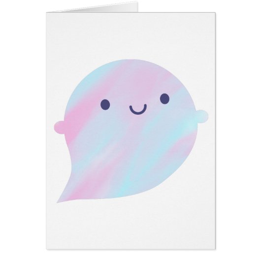 Kawaii Watercolour Ghost (Unicorn) Cards (Front)