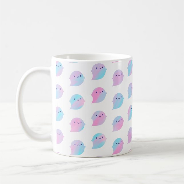 Kawaii Watercolour Ghosts (Unicorn) Coffee Mug (Left)