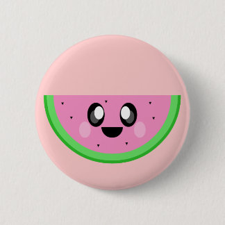 kawaii watermelon cute happy face pinback button