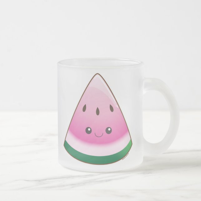 Kawaii Watermelon Frosted Glass Coffee Mug (Right)
