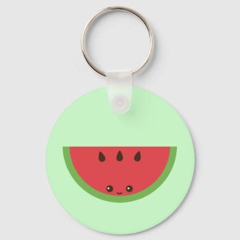 Kawaii Watermelon Keychain by nyxxie at Zazzle