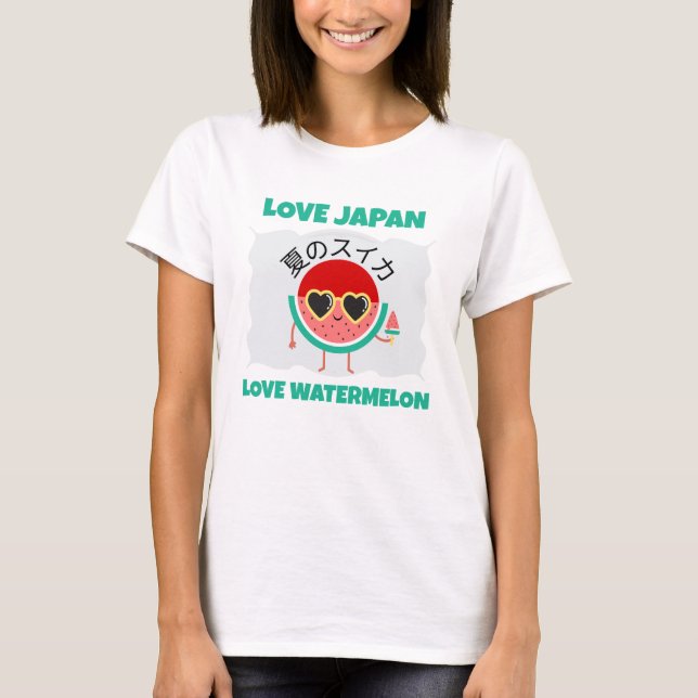 Kawaii WATERMELON LOVE JAPAN Cute Summer Fruit T-Shirt (Front)