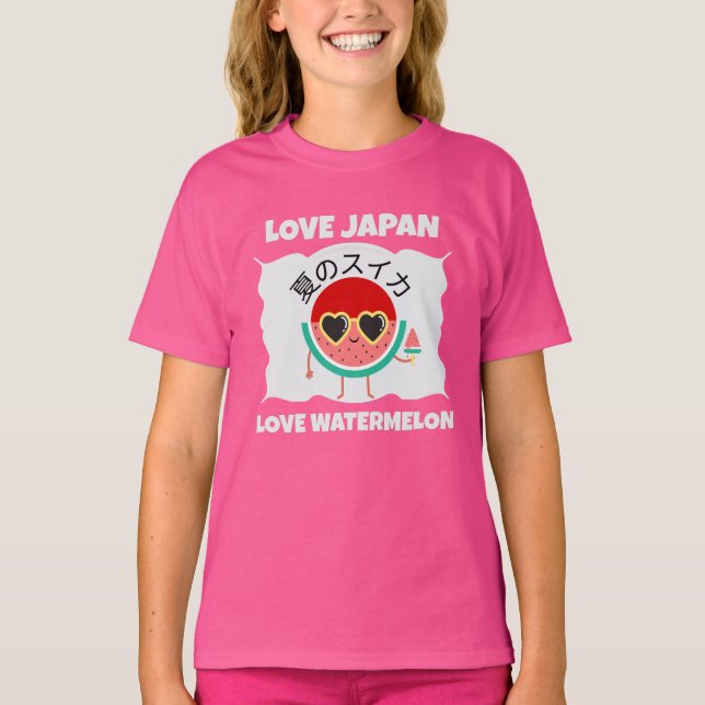 Kawaii WATERMELON LOVE JAPAN Cute Summer Fruit T-Shirt (Front)