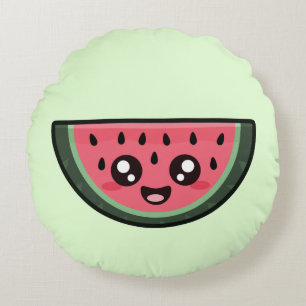 Kawaii Watermelon Round Pillow