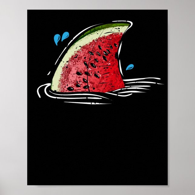Kawaii Watermelon Shark Fin Family Summer Vacation Poster (Front)