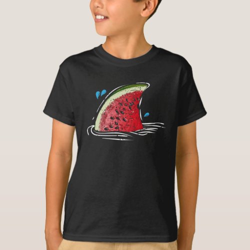Kawaii Watermelon Shark Fin Family Summer Vacation T_Shirt