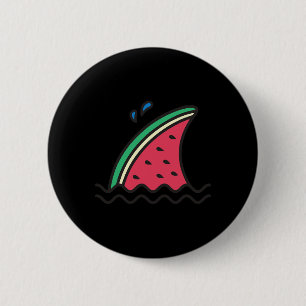 Kawaii Watermelon Shark Fin Funny Family Summer Va Button