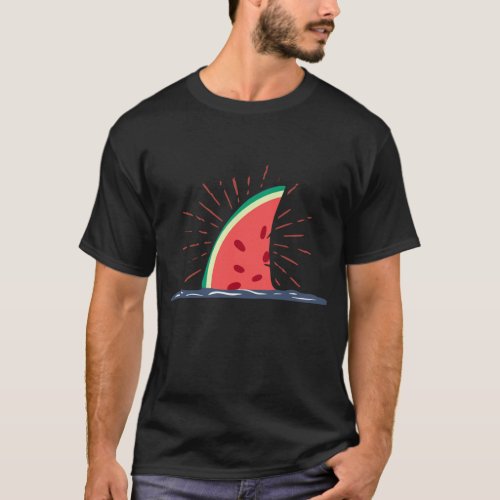 Kawaii Watermelon Shark Fin Summer Fruit for Melon T_Shirt
