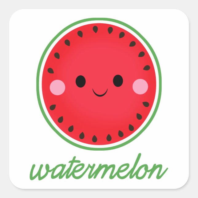 Kawaii Watermelon Square Sticker (Front)