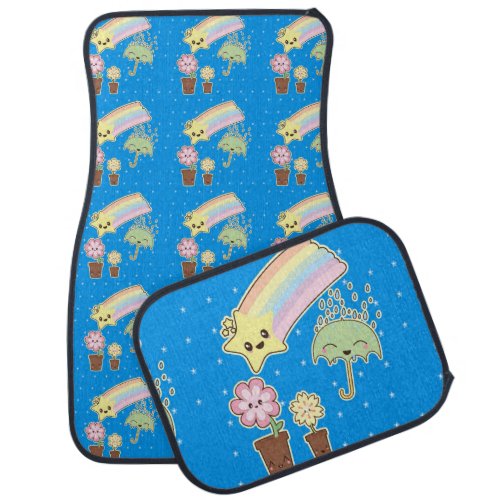 Kawaii weather garden so cute girly pattern car mat