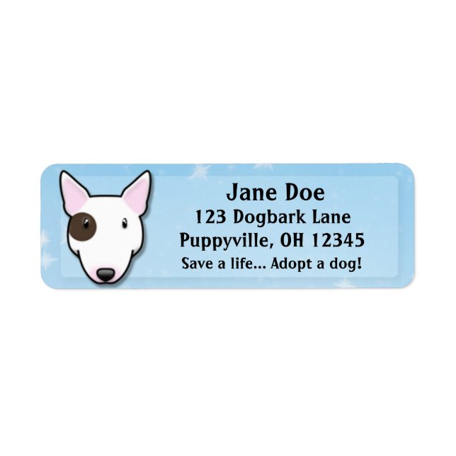 Kawaii White Bull Terrier (Eye Spot) Label (Front)