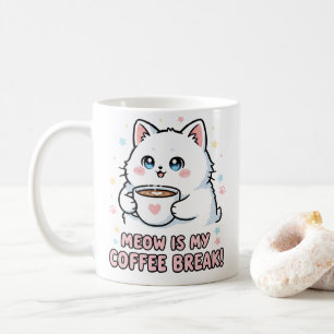 Kawaii White Cat Coffee Mug