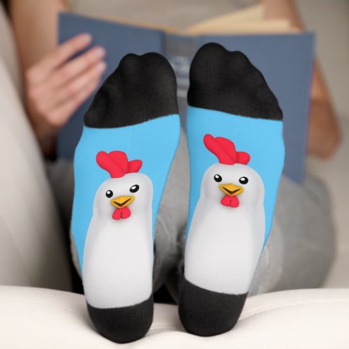 Kawaii White Chicken  Rooster Socks