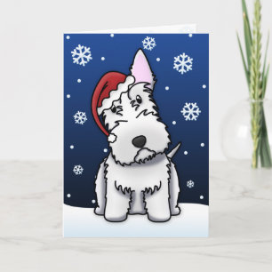 Kawaii White Scottie Christmas Card