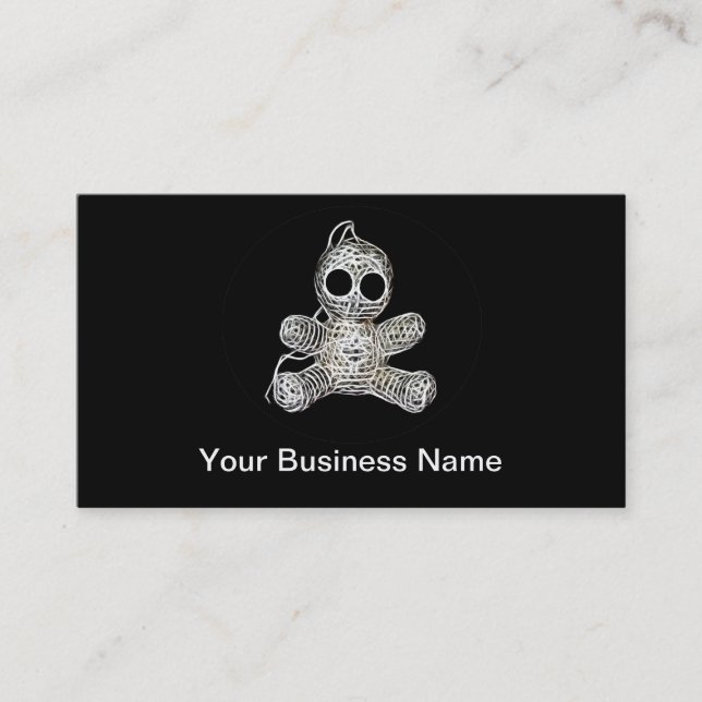 Kawaii White Voodoo Doll Funny Magic Toy Business Card (Front)