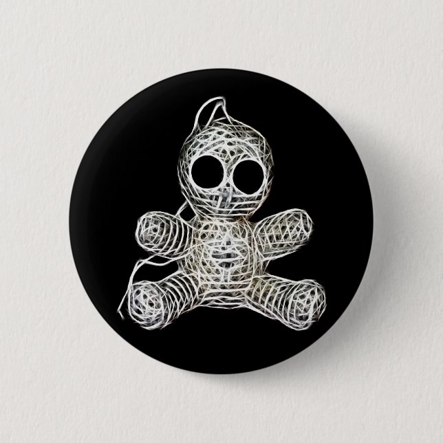 Kawaii White Voodoo Doll Funny Magic Toy Button (Front)