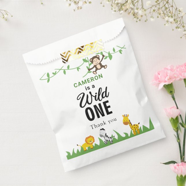 Kawaii Wild One Birthday Safari Jungle Animals  Favor Bag (Sealed)