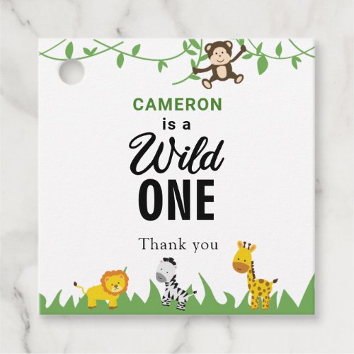 Kawaii Wild One Birthday Safari Jungle Animals Favor Tags