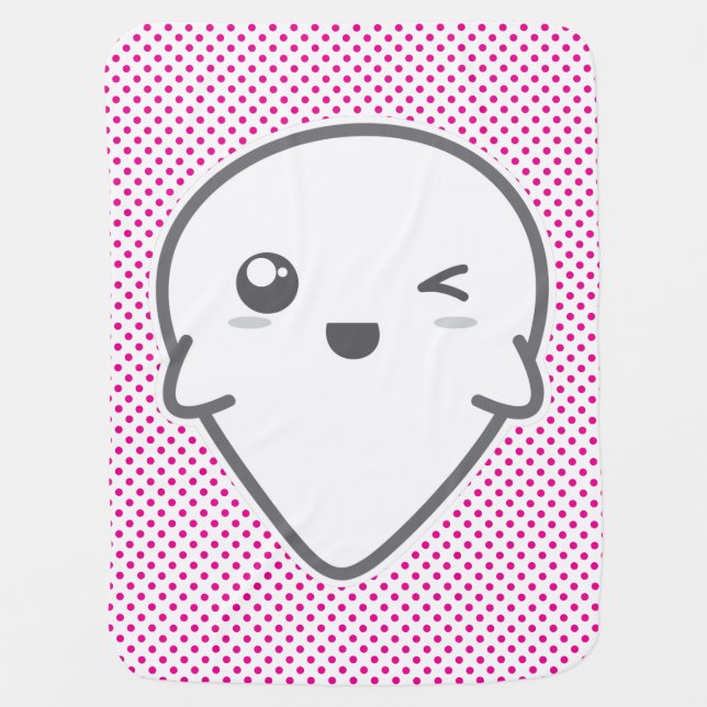 Kawaii Winking Ghost Baby Blanket (Front)