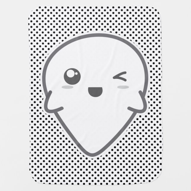 Kawaii Winking Ghost Baby Blanket (Front)