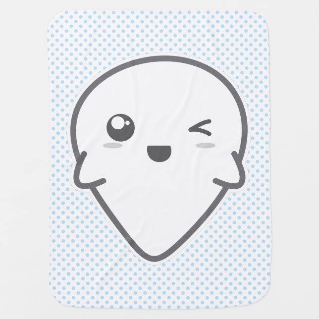 Kawaii Winking Ghost Baby Blanket (Front)