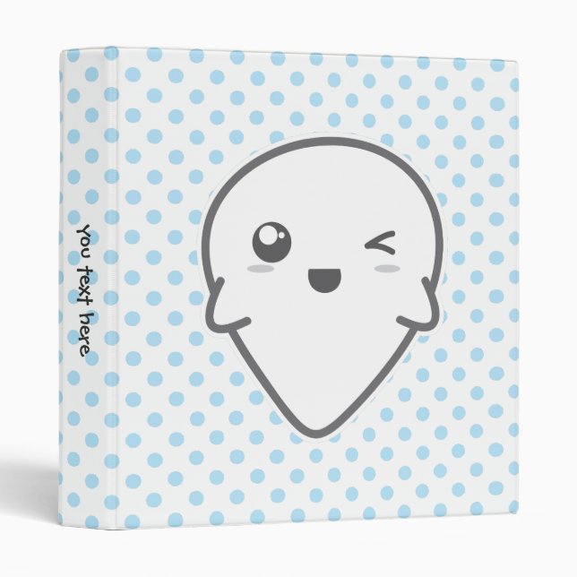 Kawaii Winking Ghost Binder (Front/Spine)