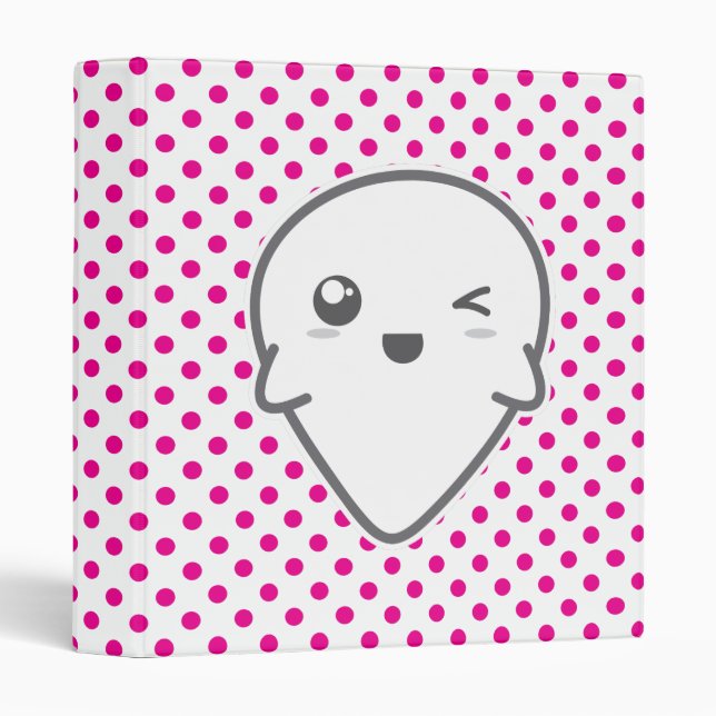 Kawaii Winking Ghost Binder (Front/Spine)