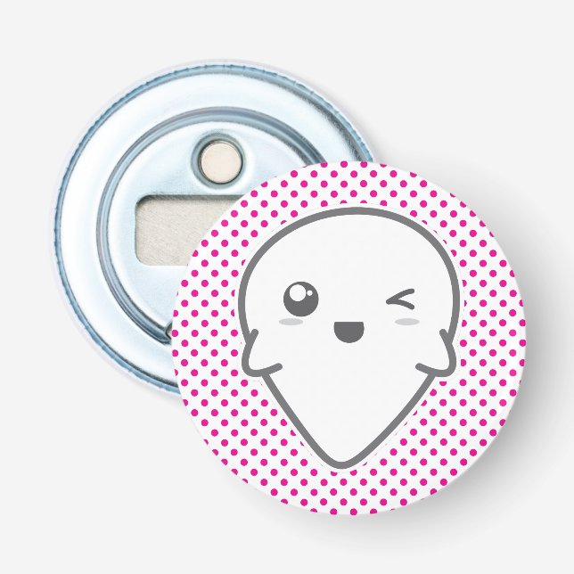 Kawaii Winking Ghost Bottle Opener (Front)
