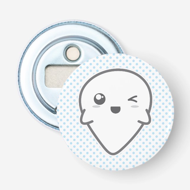 Kawaii Winking Ghost Bottle Opener (Front)