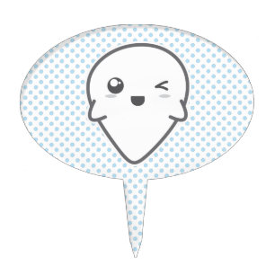Kawaii Winking Ghost Cake Topper