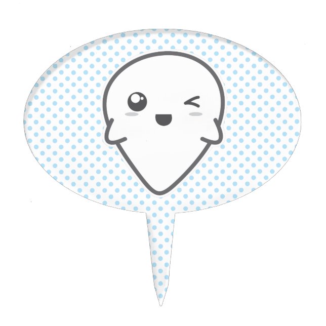 Kawaii Winking Ghost Cake Topper (Front)