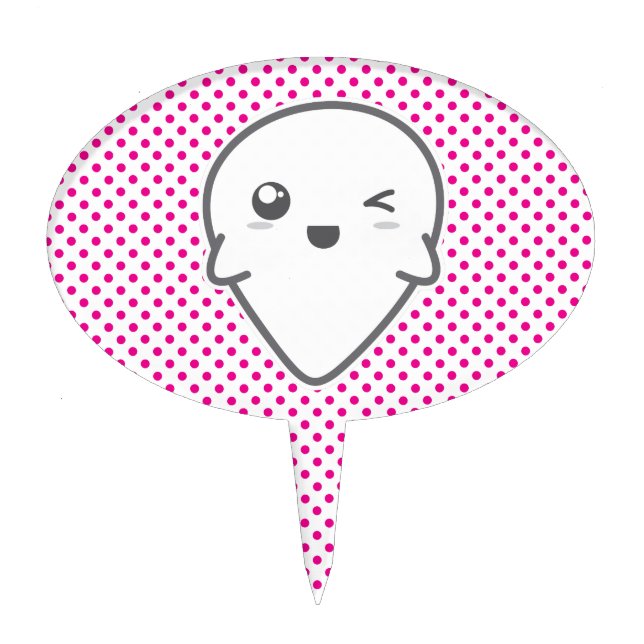 Kawaii Winking Ghost Cake Topper (Front)