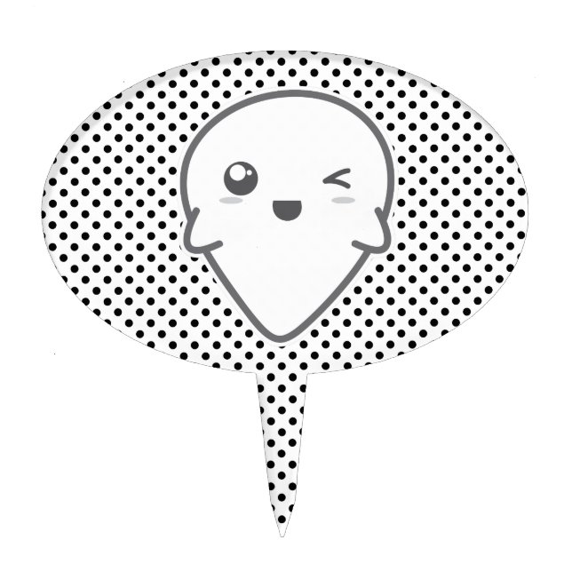Kawaii Winking Ghost Cake Topper (Front)