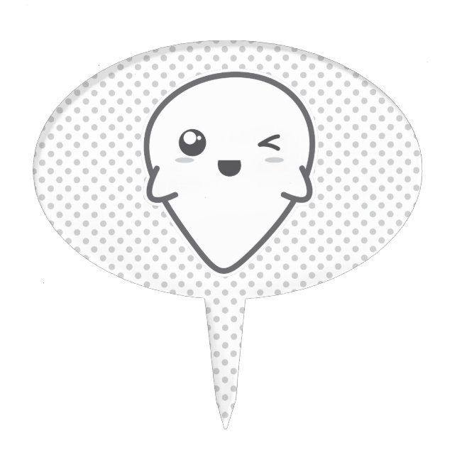 Kawaii Winking Ghost Cake Topper (Front)