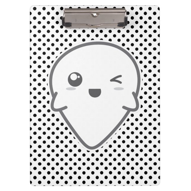 Kawaii Winking Ghost Clip Board (Front)