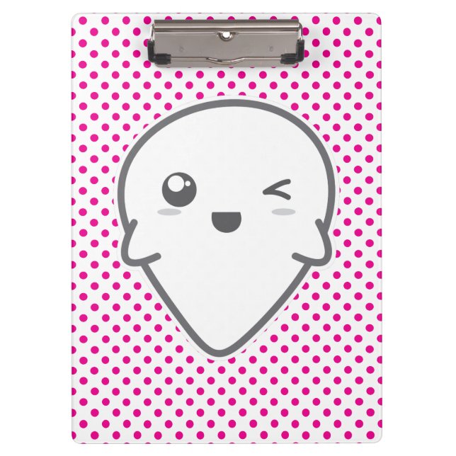Kawaii Winking Ghost Clip Board (Front)