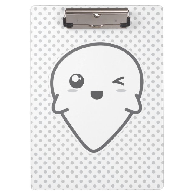 Kawaii Winking Ghost Clip Board (Front)