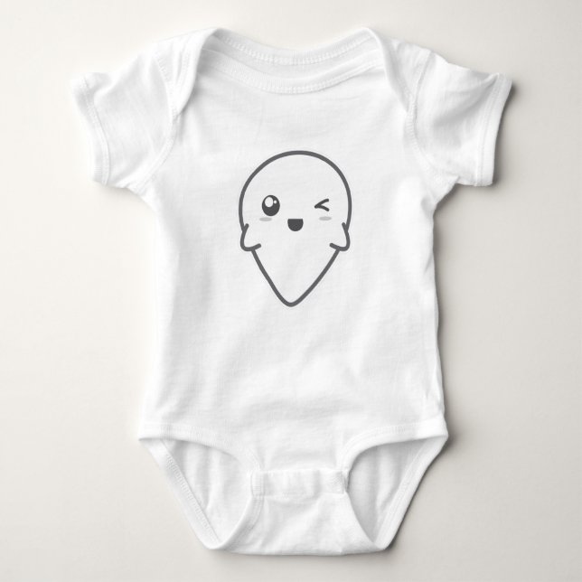 Kawaii Winking Ghost Clothing Baby Bodysuit (Front)