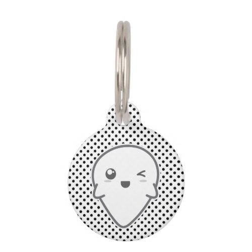 Kawaii Winking Ghost Dog Tag