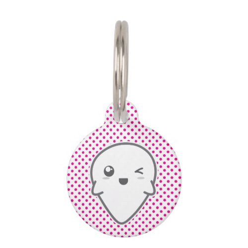 Kawaii Winking Ghost Dog Tag