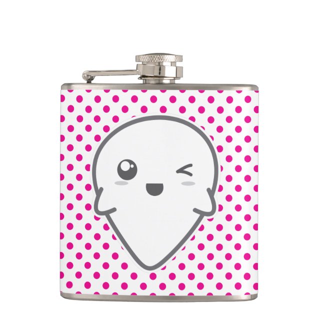 Kawaii Winking Ghost Flask (Front)