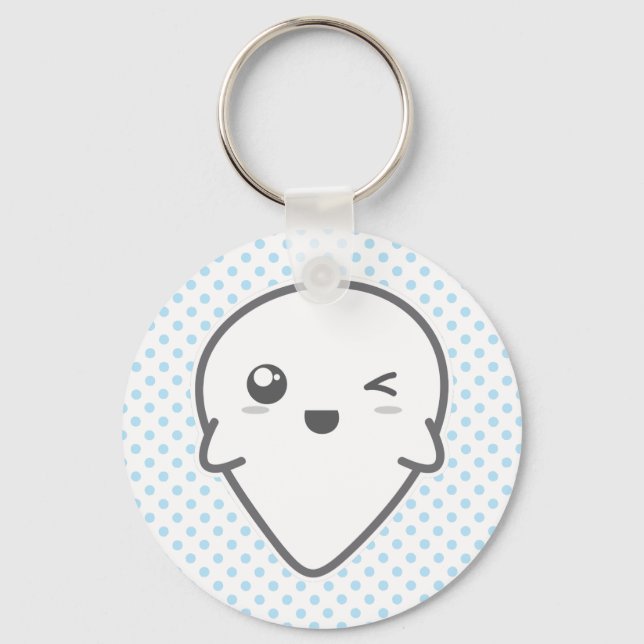 Kawaii Winking Ghost Keychain (Front)