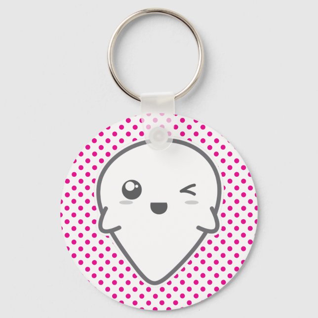 Kawaii Winking Ghost Keychain (Front)