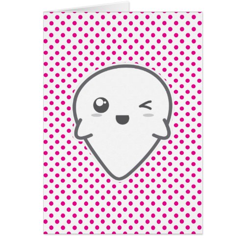 Kawaii Winking Ghost Note Card