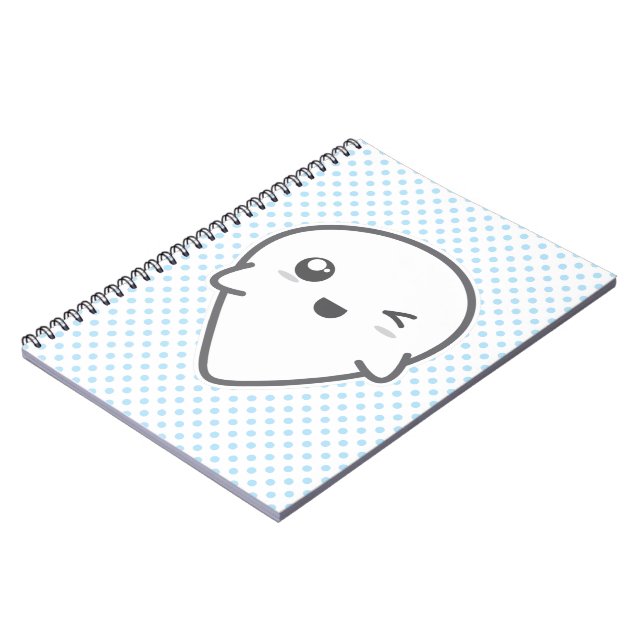 Kawaii Winking Ghost Notebook (Left Side)