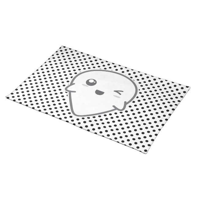 Kawaii Winking Ghost Placemat (On Table)
